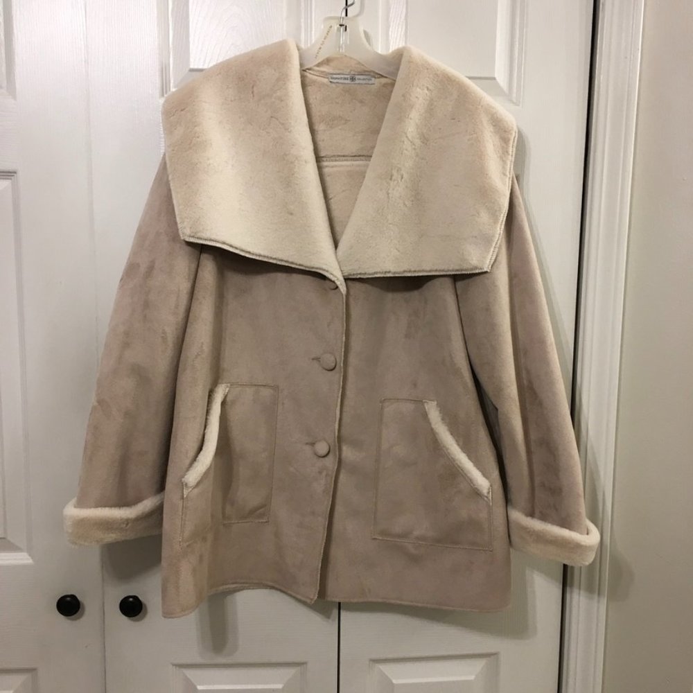 Signature Collection Faux Fur Suede Coat NWOT